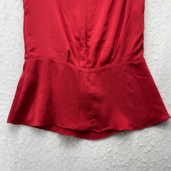 Vince Camuto Blouse Women's Sz S Red Boat Neck Sleeveless Lined Peplum Zip Back - Picture 6 of 7